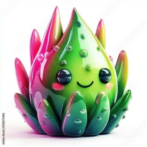 Fototapeta 3D cartoon aloe vera character, isolated on white background.