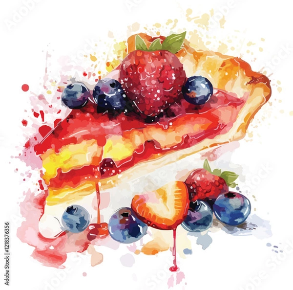 Fototapeta watercolor fresh fruit vector, generative ai