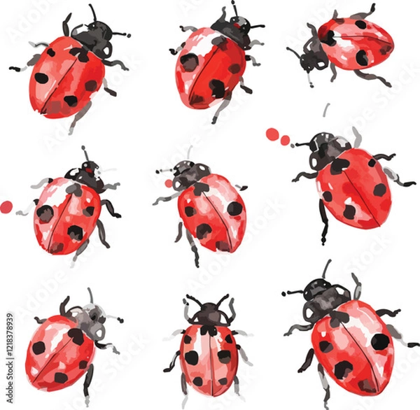 Fototapeta watercolor ladybug on white background,generative ai