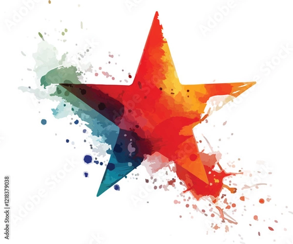 Fototapeta watercolor colorful stars on white background,generative ai