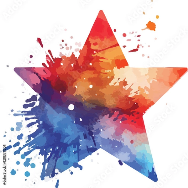 Fototapeta watercolor colorful stars on white background,generative ai