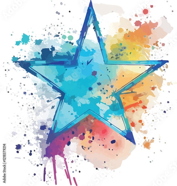 Fototapeta watercolor colorful stars on white background,generative ai