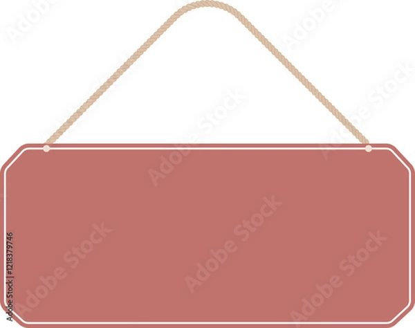 Fototapeta Illustration of a hanging sign board with blank copy space. Empty sign board with rope for your design. 