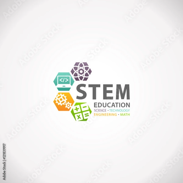 Obraz STEM Education Concept Logo. Science Technology Engineering Mathematics.