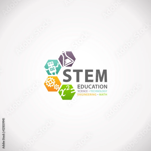 Obraz STEM Education Concept Logo. Science Technology Engineering Mathematics.