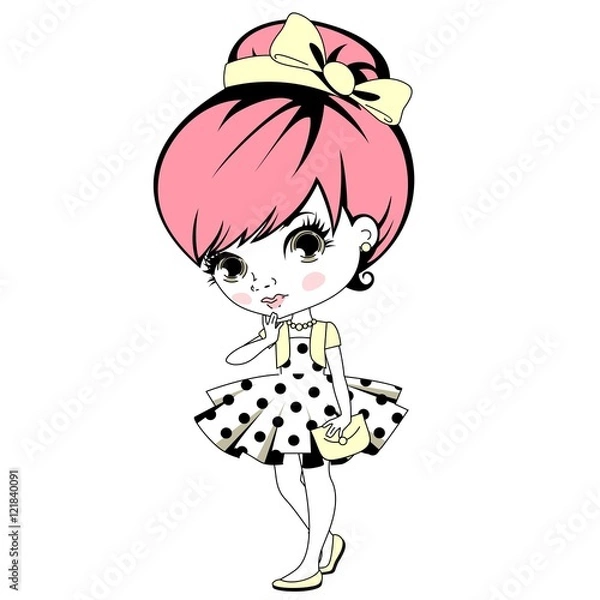 Obraz Девочка в стиле ретро