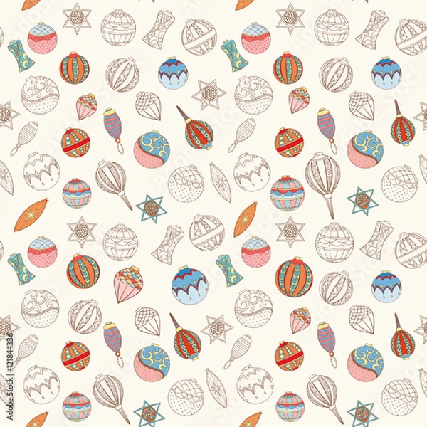 Fototapeta Christmas and New Year seamless pattern