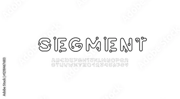 Fototapeta Digital alphabet font made line, letters and numbers made in science style