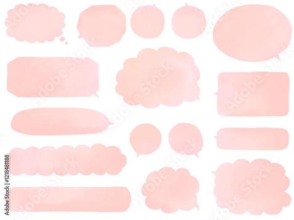 Fototapeta 水彩ピンクのグラデーションふきだしセット