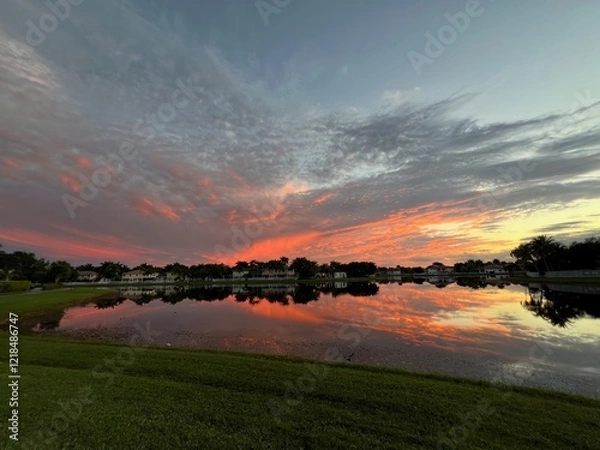 Obraz sunset over the lake