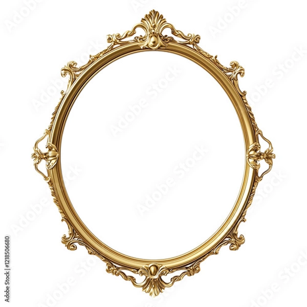 Obraz Gold framed mirror with ornate design isolated on a transparent background, cut out