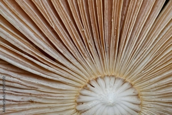 Fototapeta The Intricate and Beautiful Patterns of Mushroom Gills, Revealed So Closely in Detail