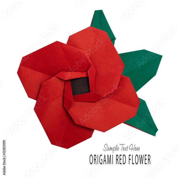 Obraz Red origami geometric flower