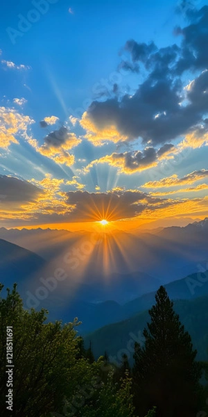 Obraz Breathtaking sunrise over mountain range