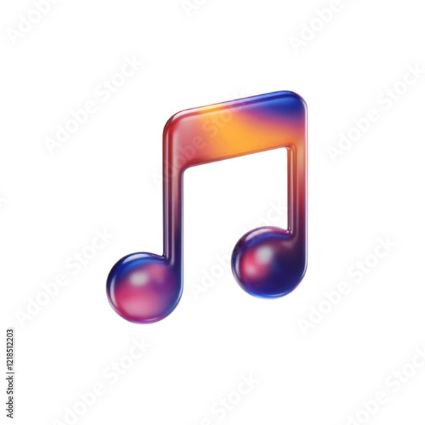 Fototapeta music notes icon 3d isolated on transparent background