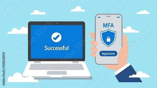Fototapeta Secure Multi-Factor Authentication (MFA) via Smartphone – Cloud-Based Mobile Device Management (MDM) and Digital Access Security