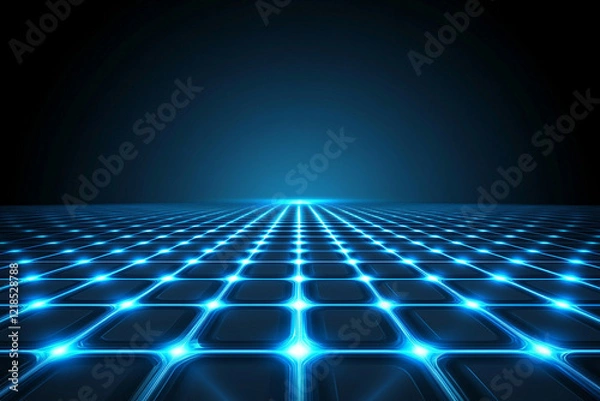 Fototapeta Neon holographic grids glowing with precision on a sleek surface - Ideal for futuristic design projects and technology-themed content