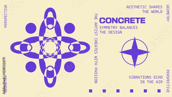 Fototapeta Abstract geometry brutalism background. Brutalist banner template, event design for digital advertisement and social media. Creative geometric shape layout design, vector illustration