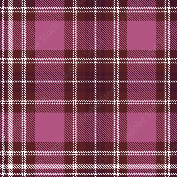 Fototapeta violet , brown and white color tartan check seamless plaid pattern background for textile design .Perfect for textile or print design. vector illustration.