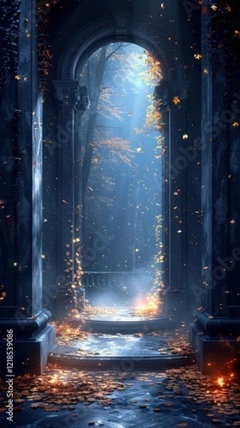 Fototapeta Mystical Autumn Archway: A Digital Fantasy Landscape