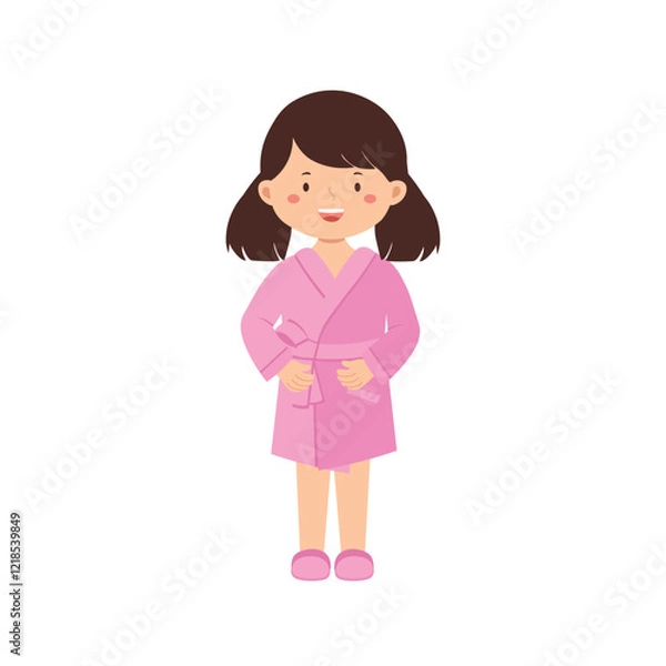 Obraz Illustration of Smiling Girl in Pink Robe
