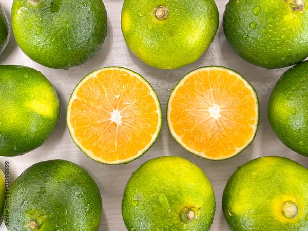 Obraz fresh and green tangerine 