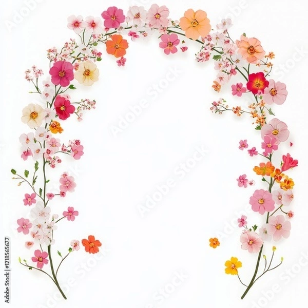 Obraz an arch shape flowers against background