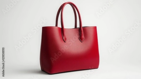 Fototapeta Stylish red tote bag studio background product photography minimalist design close-up