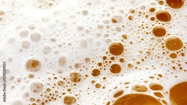 Fototapeta Bubbly texture in refreshing amber lager close-up