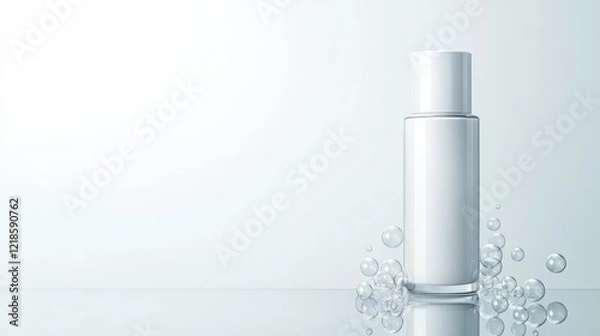 Fototapeta Sleek bottle design surrounded by water droplets creates fresh a