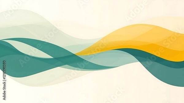Fototapeta Abstract Wave Design Yellow Green Teal Curves