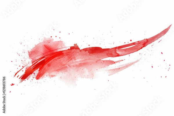 Obraz horizontal isolated image of a red watercolor wavy brushstroke over a white background