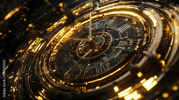 Fototapeta Detailed clock close-up open right space