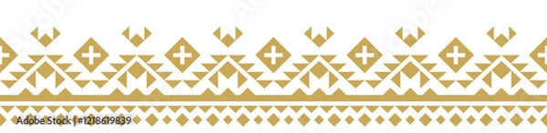Fototapeta Gold ethnic ornament with geometric tribal border pattern.