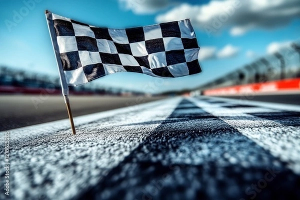 Fototapeta Checkered Flag Finish Line Race Track Victory Image