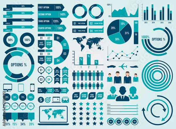 Fototapeta Mega Pack and Set Infographic Elements Vector Design Eps 10