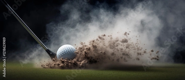 Obraz Golf, golf ball in a dynamic shot.