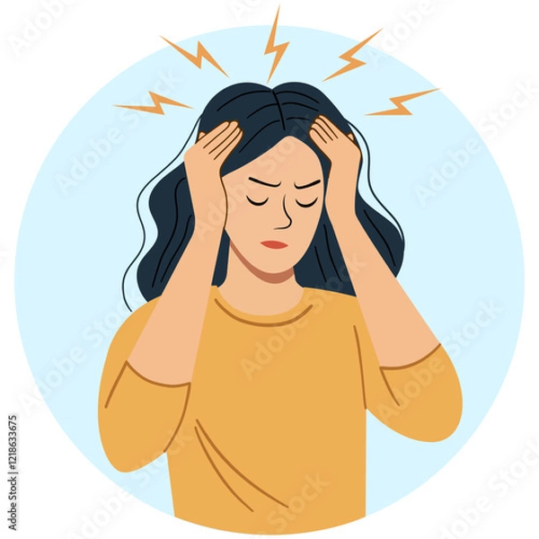 Obraz Women have a headache. The art style is flat vector