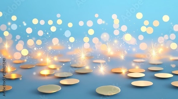 Obraz Snake zodiac, golden scales reflecting firework lights, festive background, 3D illustration