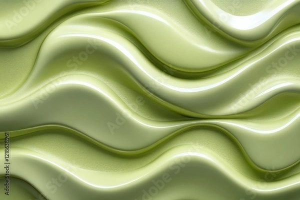 Fototapeta Sleek green textured pattern with flowing waves and soft curves appearing as an abstract design
