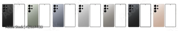 Fototapeta Samsung Galaxy S25 Ultra - Smartphone screen mockup front and back view. Phone mockup with transparent screen. Vector EPS 10