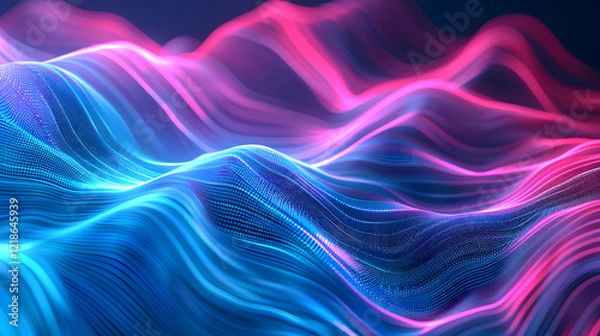 Fototapeta Abstract blurred background in a vibrant blue and pink neon gradient, generative ai