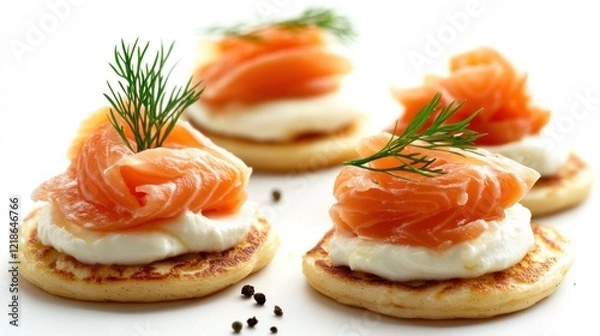 Fototapeta blinis saumon fumÃ©s et crÃ¨me ciboulette