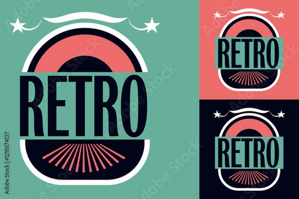Fototapeta vintage label with a label, Editable Retro Style Typography with Star Elements