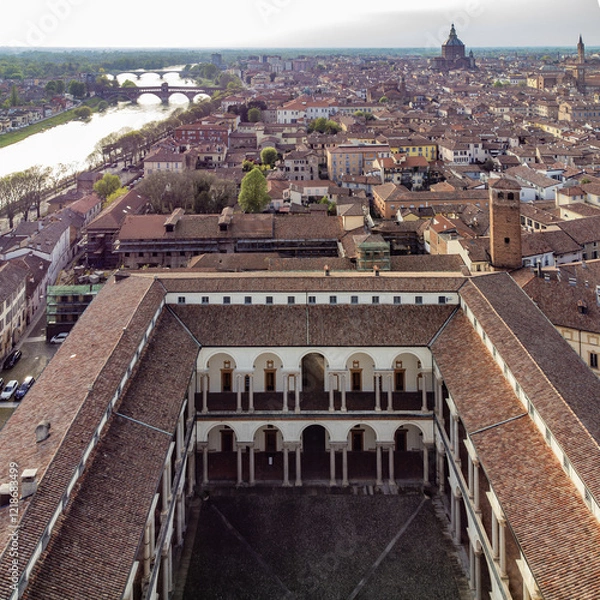 Obraz Aerial view of Collegio Borromeo palace and cloister in Pavia, Italy