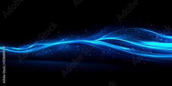 Obraz abstract blue wave,Blue light ray motion effect,banner mockup