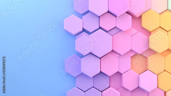 Obraz A minimalist illustration of skin epithelium cells arranged in a hexagonal pattern, symbolizing the organized structure and protective function of the epidermis,