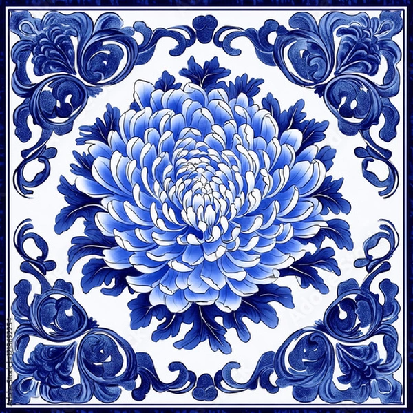Obraz A blue and white flower with a blue stem