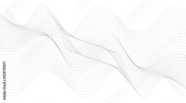 Fototapeta Black Wavy Lines Isolated on White Abstract Background Design, Abstract wave element for design. Digital frequency track equalizer. Stylized line art background.