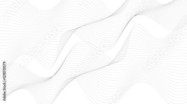Obraz Black Wavy Lines Isolated on White Abstract Background Design, Abstract wave element for design. Digital frequency track equalizer. Stylized line art background.